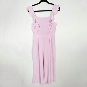 New BCBGeneration Small S Orchid Purple Gabbi Tie Back Ruffle Sleeve Jumpsuit